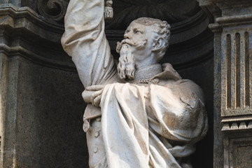 Fototapeta premium Vittorio Emanuele II d’Aosta statue at the entrance of Royal Palace in Naples, the work of Francesco Jerace of 1895