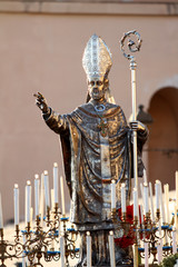 The statue of San Cataldo, patron saint of the city of Taranto, Puglia, Italy