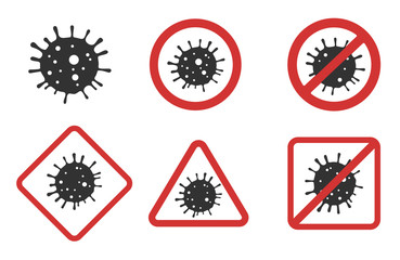Vector Coronavirus Covid-19 bacteria sign set