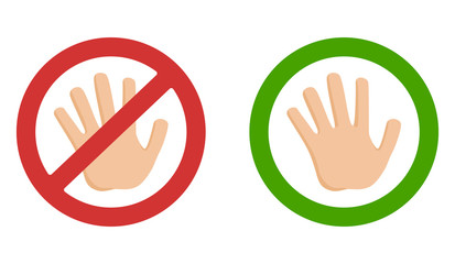 Fototapeta premium Vector do not touch warning sign cartoon