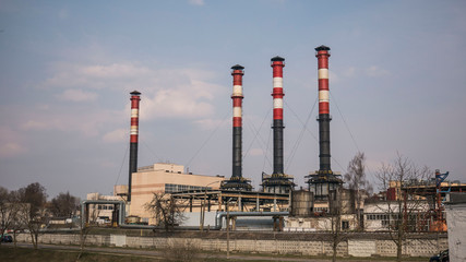 industrial factory pipes in the city