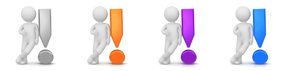 exclamation mark exclamation point 3d silver orange purple blue