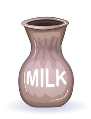 Fresh Milk illustration. Ceramic Jug. Beautiful Pottery. Ethnic Crockery. Farm product