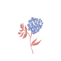 Stylized motif flower of Cornflower isolated on the white background. Vector illustration for greeting, wedding, floral design. Ornate. Indigo, blue, terra color