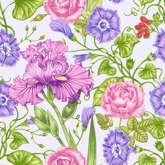 Nahtloses Vektormuster mit Blumen. © marinavorona