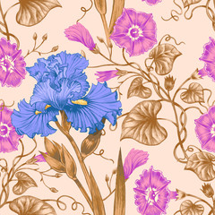 Nahtloses Vektormuster mit Blumen. © marinavorona