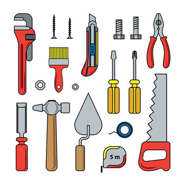 Tools set. Vector illustration of industrial icons.