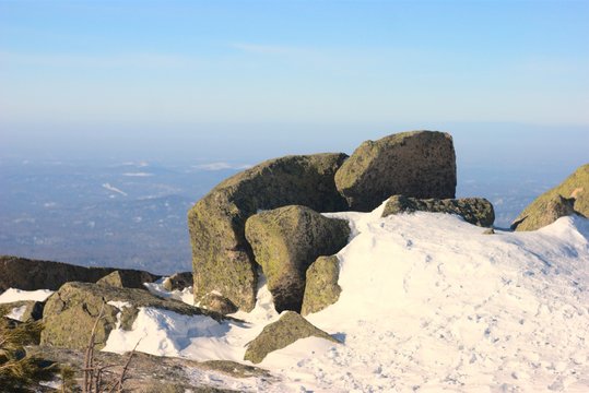 sheregesh rocks on the top of utuya mountain