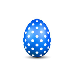 Easter egg 3D icon. Blue color egg, isolated white background. Bright realistic design, decoration for Happy Easter celebration. Holiday element. Shiny pattern. Spring symbol. Vector illustration