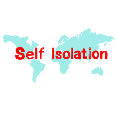 Inscription Self-isolation on a world map background