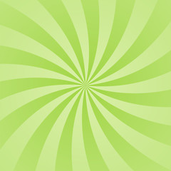 Green ray background. Vintage abstract texture. Retro starburst, sun beam. Halftone color. Light burst. Bright shine sunburst. Empty blank, scrapbook surface. Clean nature energy. Vector illustration