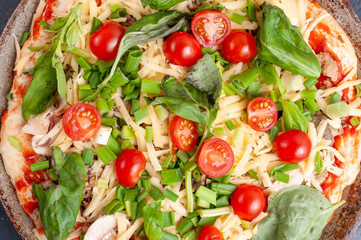 Homemade pizza before baking