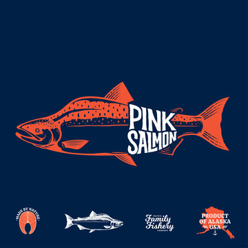 Vector pink salmon label