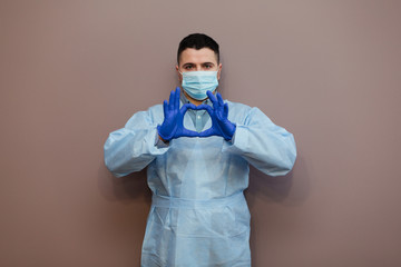 young doctor showing gestures, coronavirus concept