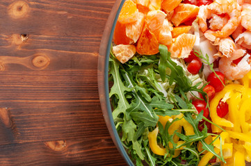 Fresh salad in a glass bowl