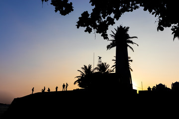 silhouette of Galle fort sunset