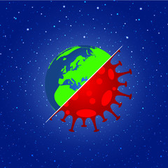 Coronavirus vs Planet Earth in space