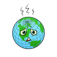  planet in shock cartoon isolated image, vector EPS.