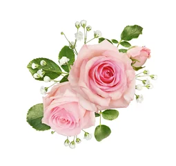 Gordijnen Pink rose flowers in a floral arrangement © Ortis