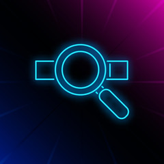 Loupe and address bar neon sign. User interface search icons design. Night bright neon sign, colorful billboard, light banner. Vector illustration in neon style.