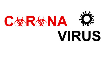 Coronavirus COVID-19 logo with biological hazard warning sign. Dangerous chinese nCoV coronavirus. Vector illustration for blog posts, news, articles.