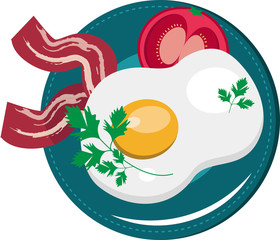 fried egg with bacon and tomato healthy Breakfast 