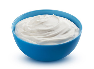 Fresh greek yogurt isolated on white background