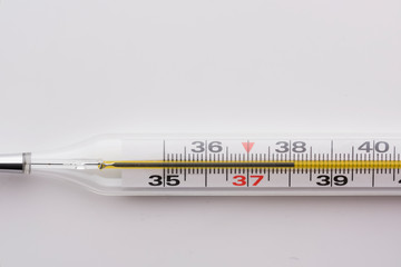 elevated temperature on a mercury thermometer