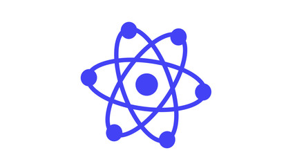 Blue atom icon on white background,atom isolated on white background