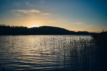 Sunset near the lake in Mölnycke, Sweden