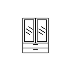 closet, furniture, wardrobe line illustration icon on white background.