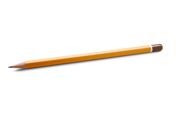Orange wooden Pencil isolated on white background, included clipping path