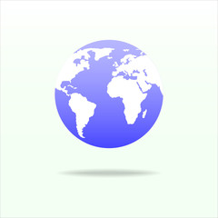 Planet Earth World Icon Blue Globe With White Continents Simple Flat Circular Vector Icon