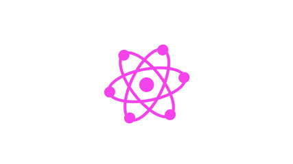 Pink atom icon,atom isolated on white background