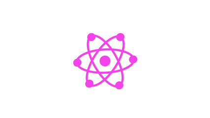 Pink atom icon,atom isolated on white background