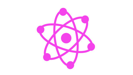 Pink atom icon,atom isolated on white background
