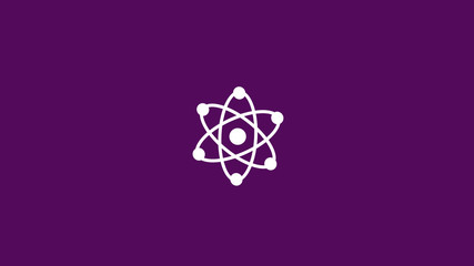 Amazing white atom icon,atom icon,atom icon on purple background