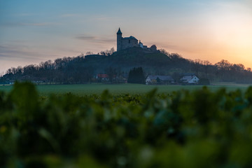 Sunset with czech castle - Kuneticka hora