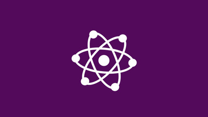 Amazing white atom icon,atom icon,atom icon on purple background