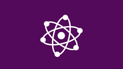 Amazing white atom icon,atom icon,atom icon on purple background