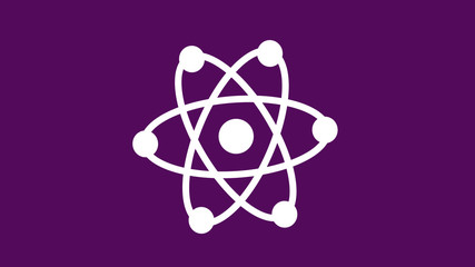 Amazing white atom icon,atom icon,atom icon on purple background