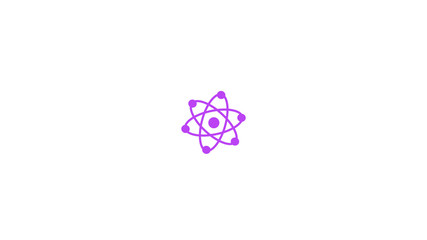 Purple atom icon,atom isolated on white background,new atom