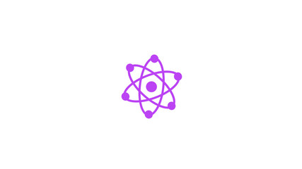 Purple atom icon,atom isolated on white background,new atom