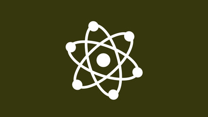 White atom icon on dark background,Atom icon,Science icon