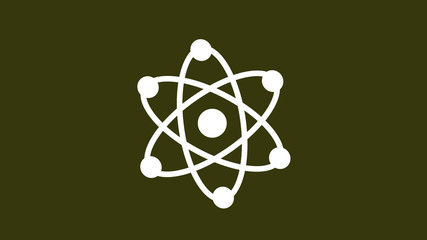 White atom icon on dark background,Atom icon,Science icon