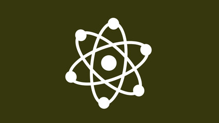 White atom icon on dark background,Atom icon,Science icon