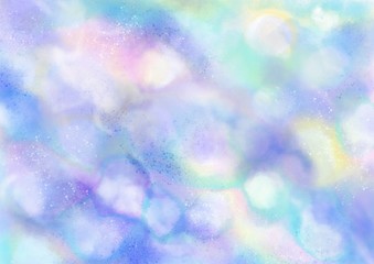 Abstract wet watercolor background. Blotchiness and splotches, stains of wet color pattern. 
