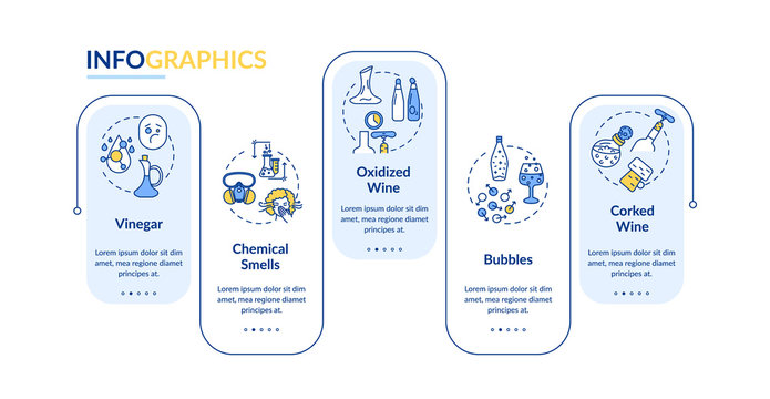 Wine Tasting Vector Infographic Template. Sommelier Guide To Determine Bad Wine Presentation Design Elements. Data Visualization With 5 Steps. Process Timeline Chart. Workflow Layout With Linear Icons