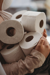 covid 19 toilet paper shortage concept 
