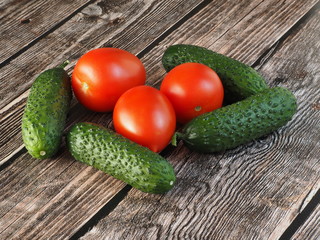 Ripe fresh grape tomatoes and cucumbers